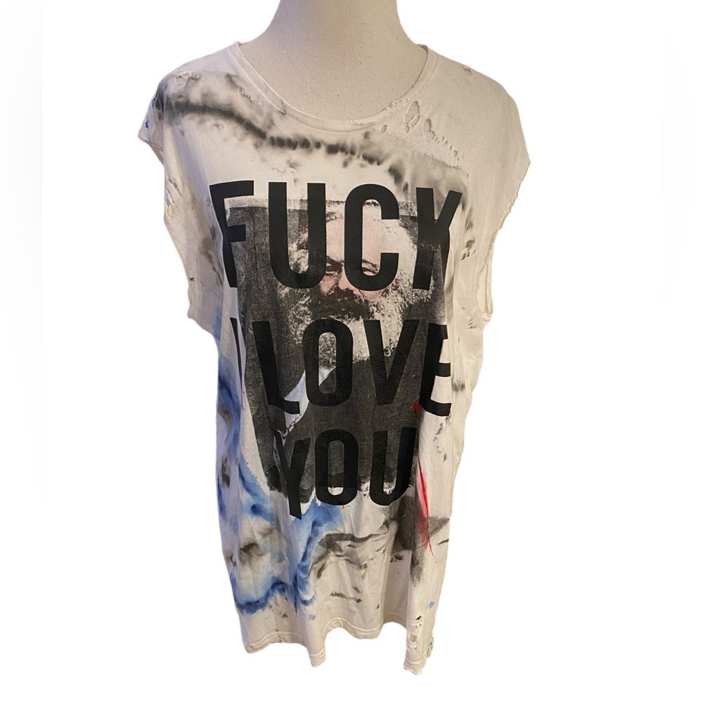 DBCH Dead Boys Club House Graphic Tank  F*CK I LOVE YOU Size XXL Organic Cotten